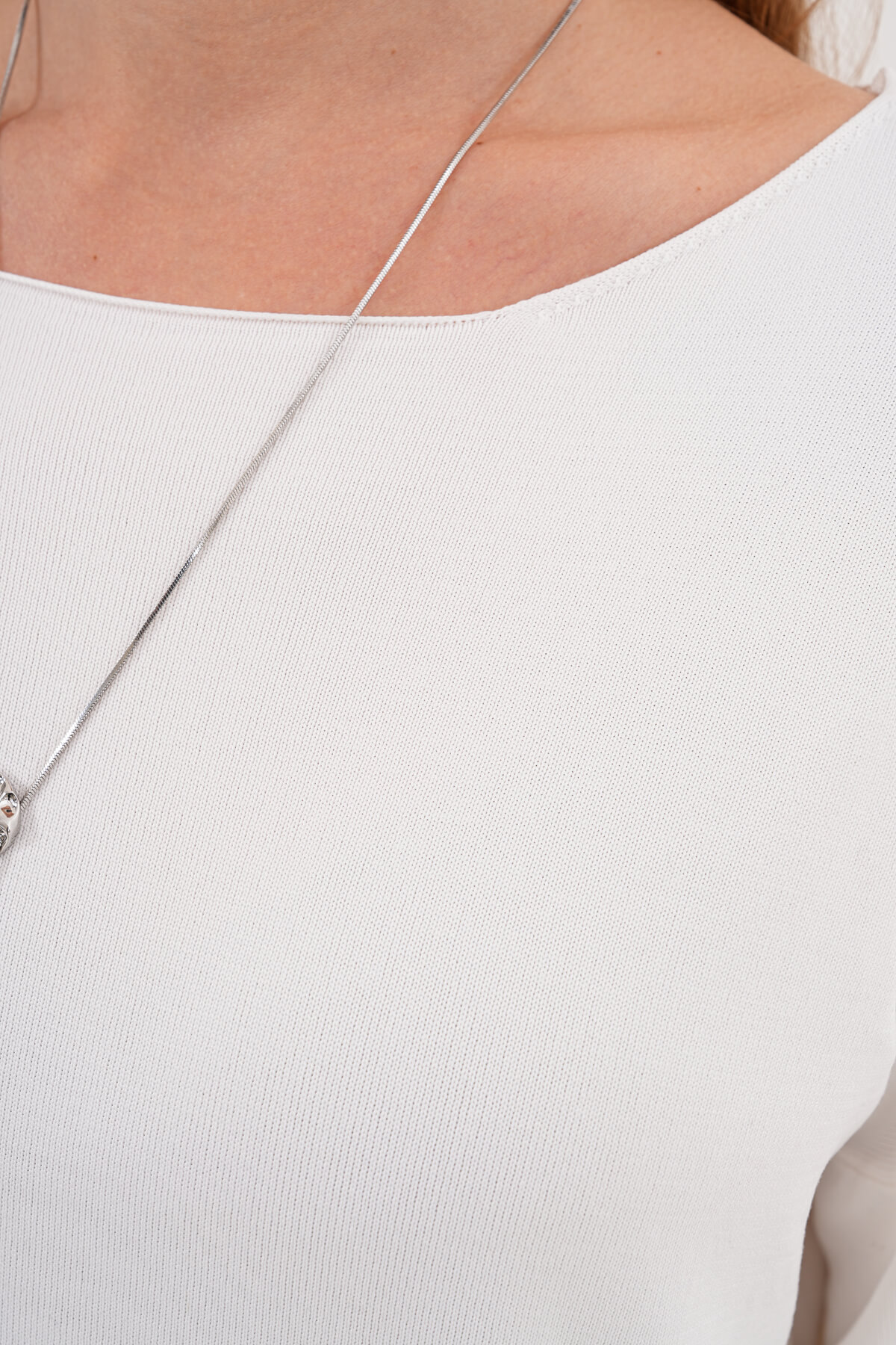 Uzun Kollu Yuvarlak Yaka Bluz MDG-2106 Krem - 3