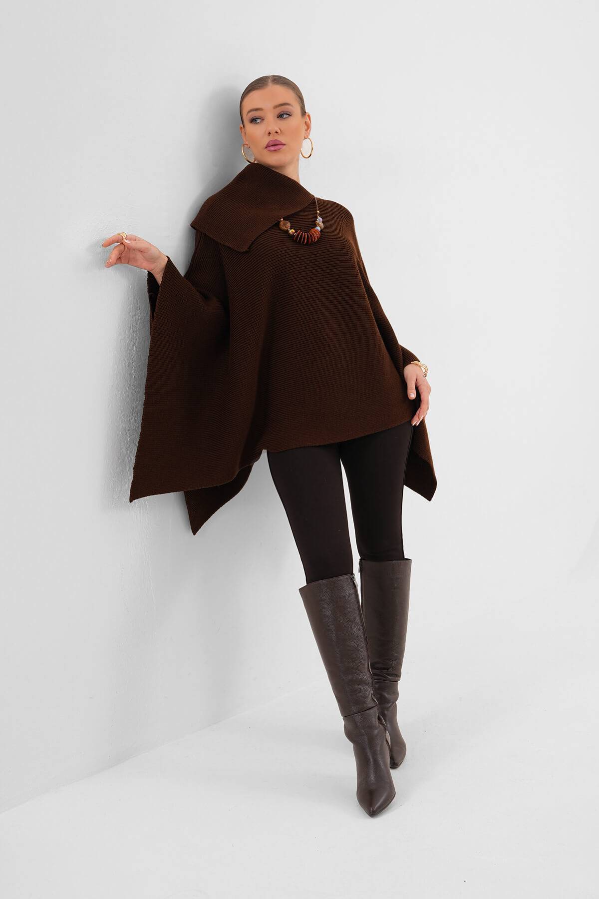 Uzun Yaka Balıkçı Kazak MDG-1014 Kahverengi - 2