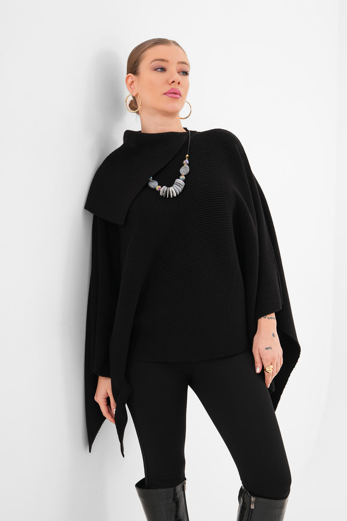 Uzun Yaka Balıkçı Kazak MDG-1014 Siyah - 1