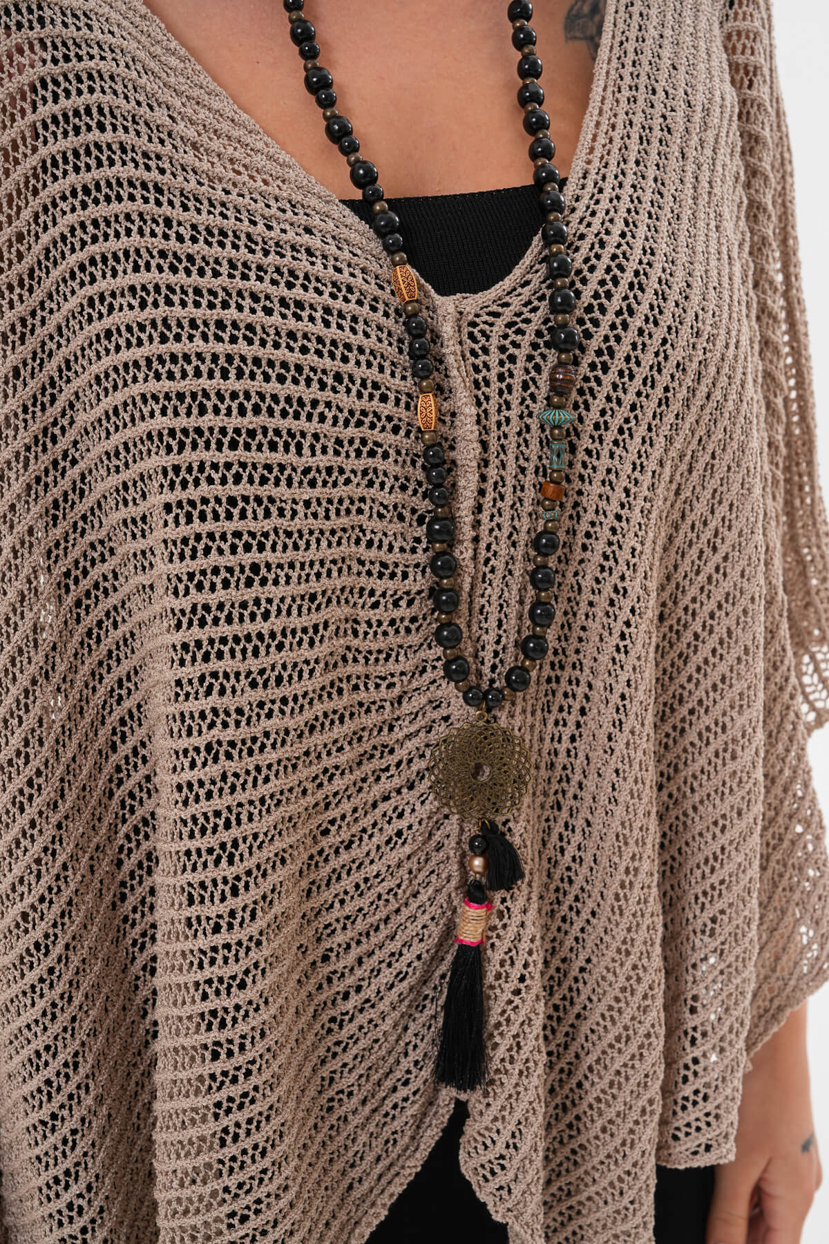 V Yaka Salaş Kesim Örgü Triko MDG-1006 Taş - 2