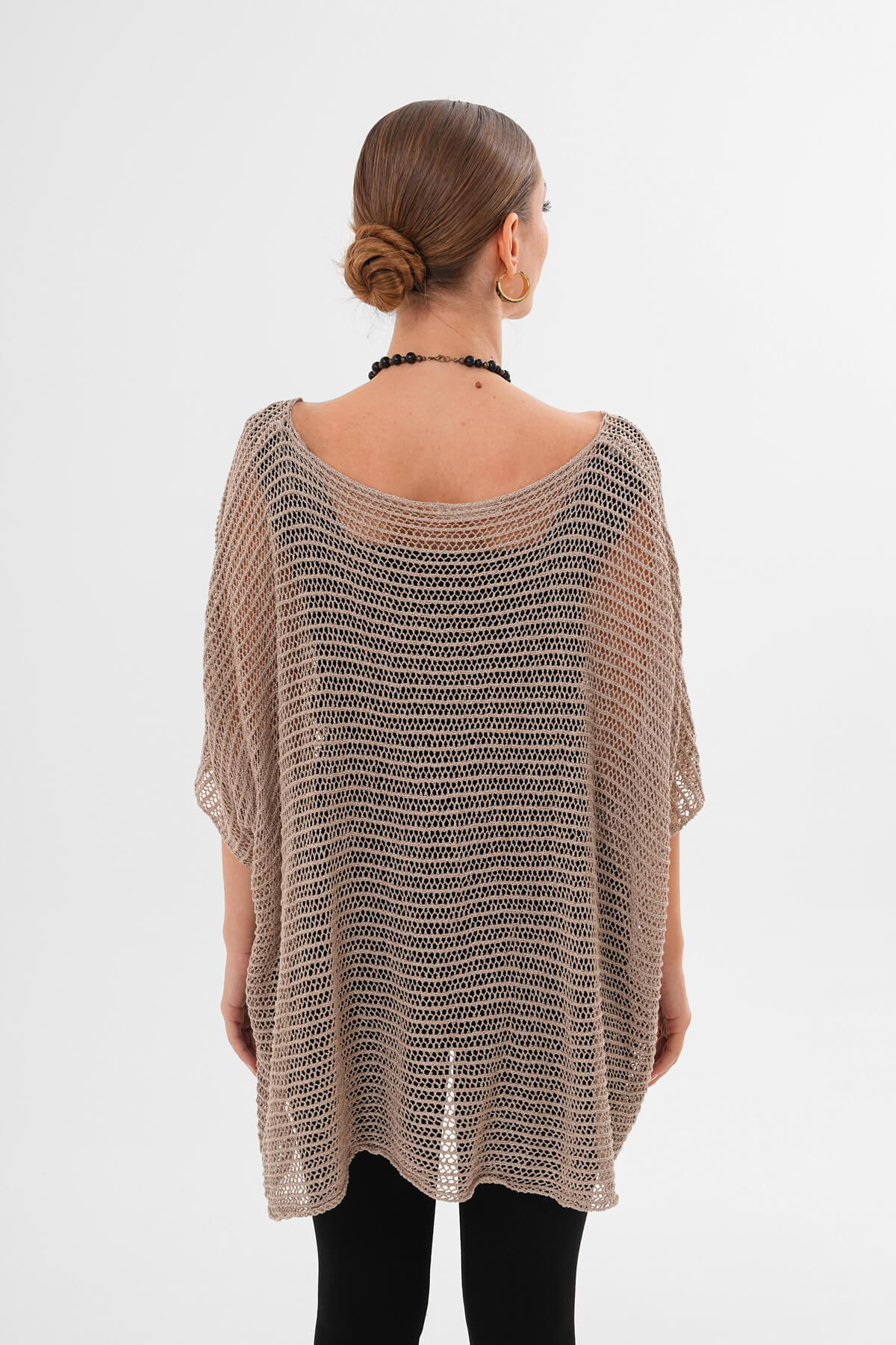 V Yaka Salaş Kesim Örgü Triko MDG-1006 Taş - 3