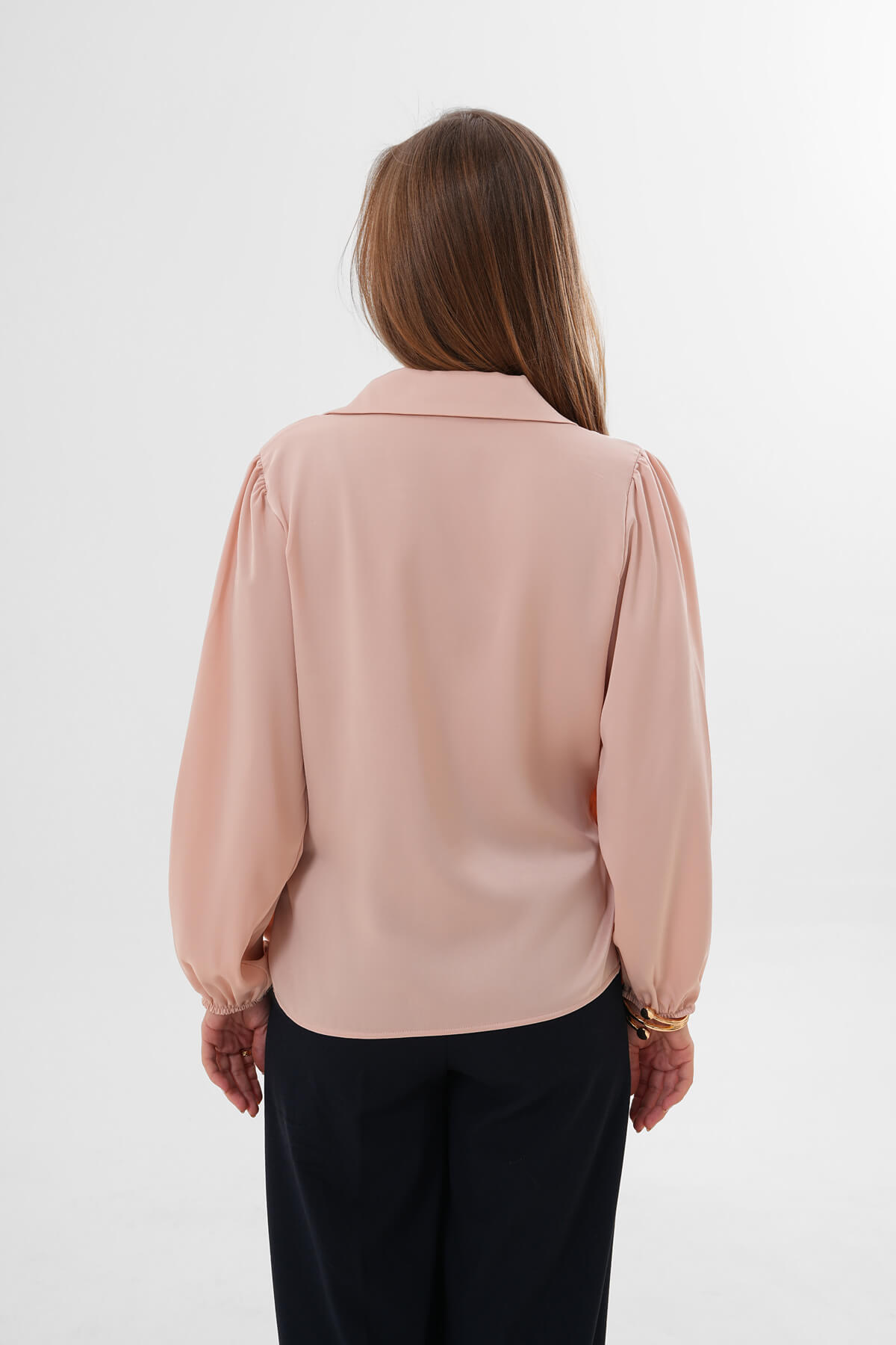 Yandan Bağlamalı Saten Gömlek MDG-25-D-10704 Bej - 3