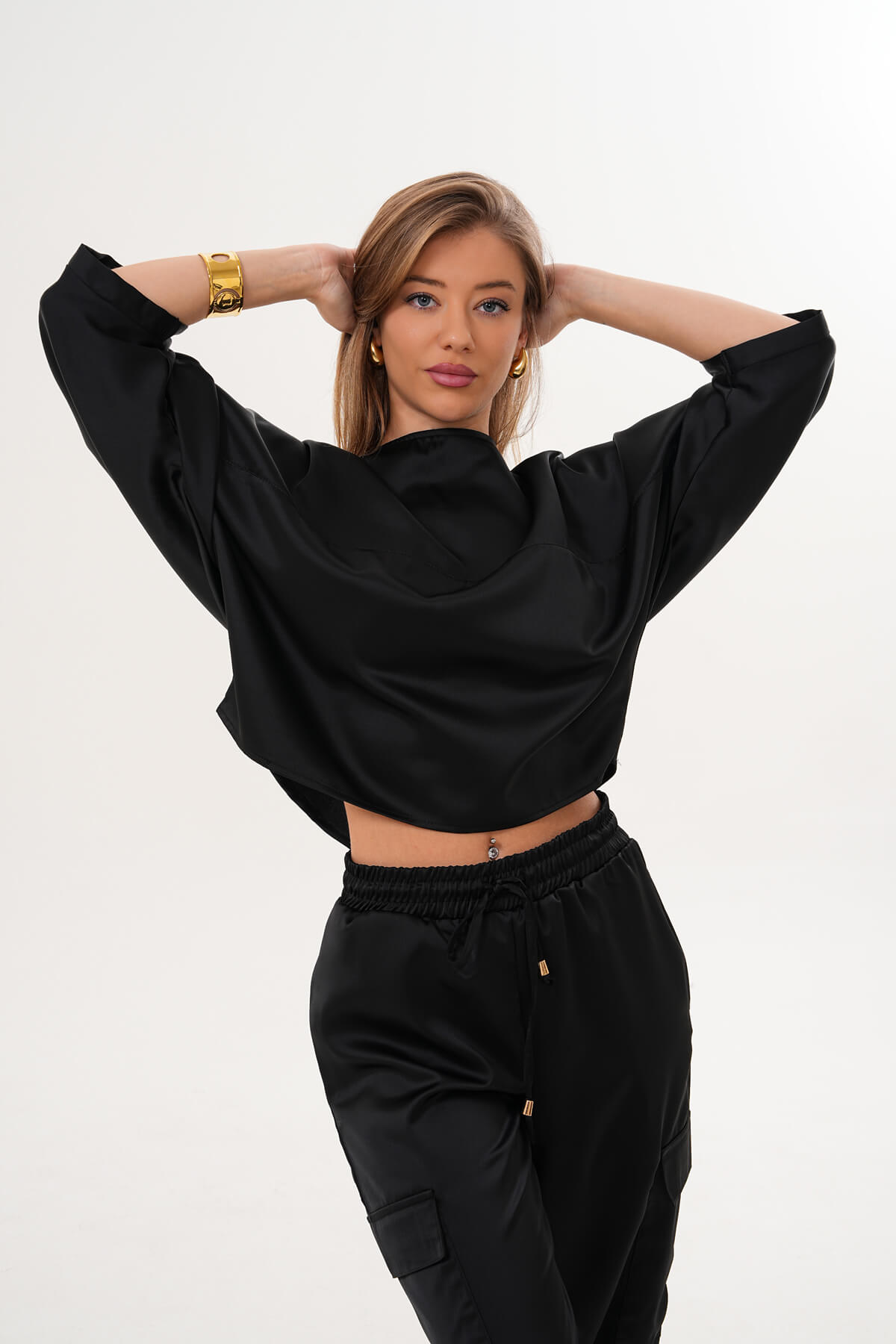 Yarasa Kol Bluz MDG-25-D-98 Siyah - 1