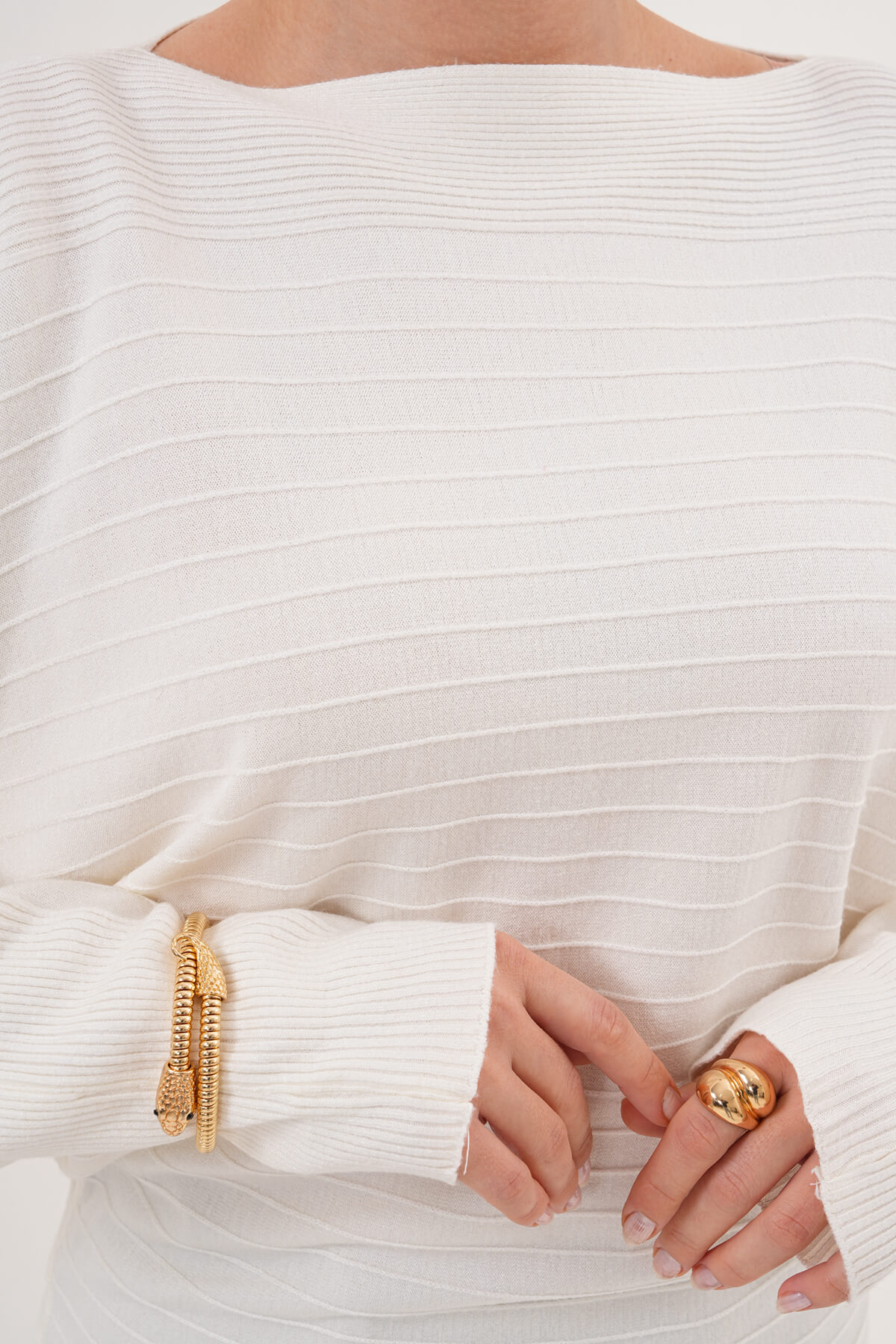 Yarasa Kol Triko Kazak MDG-22721 Ekru - 2