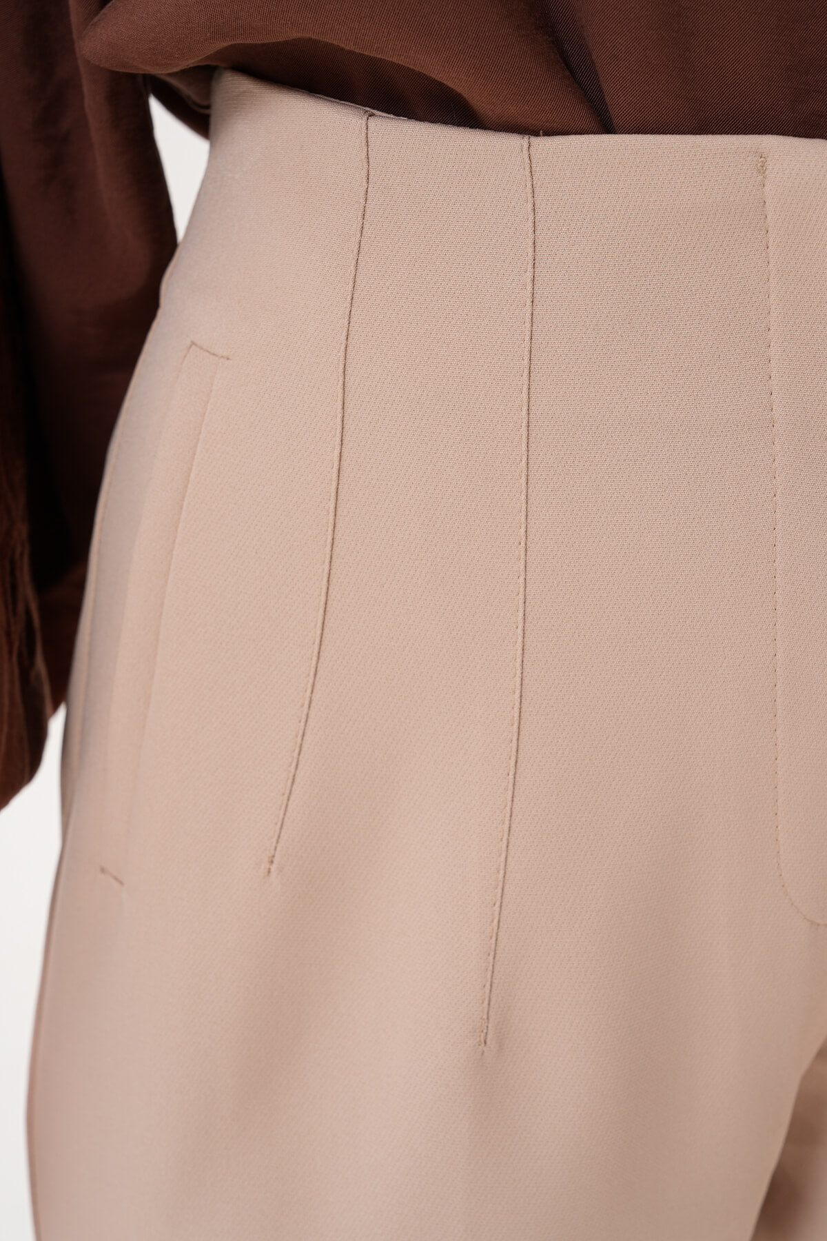 Yüksek Bel Dar Paça Pantolon MDG-006408-P Bej - 2