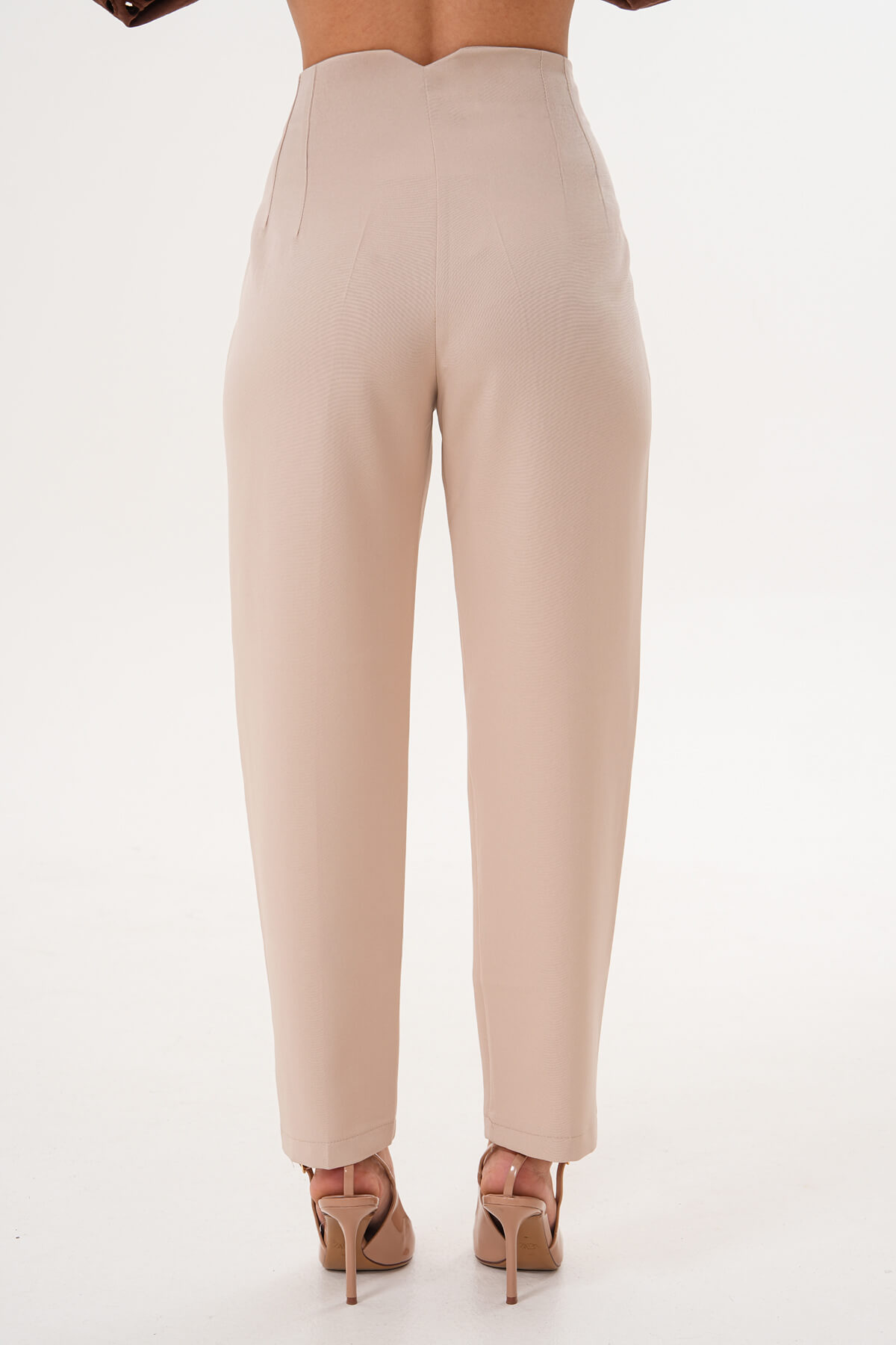 Yüksek Bel Dar Paça Pantolon MDG-006408-P Bej - 4