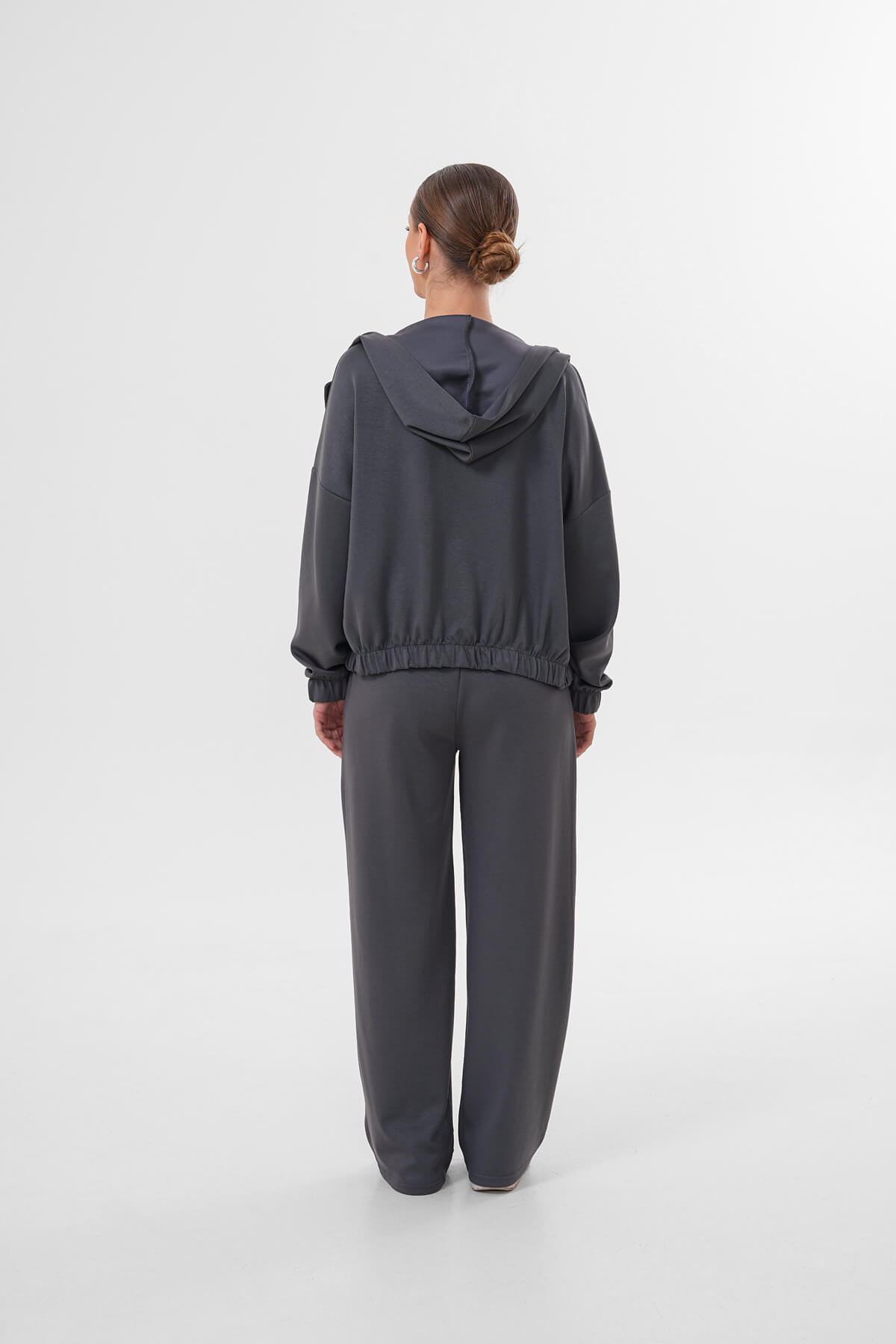 Yüksek Belli Geniş Paça Eşofman MDG-3027-P Füme - 3