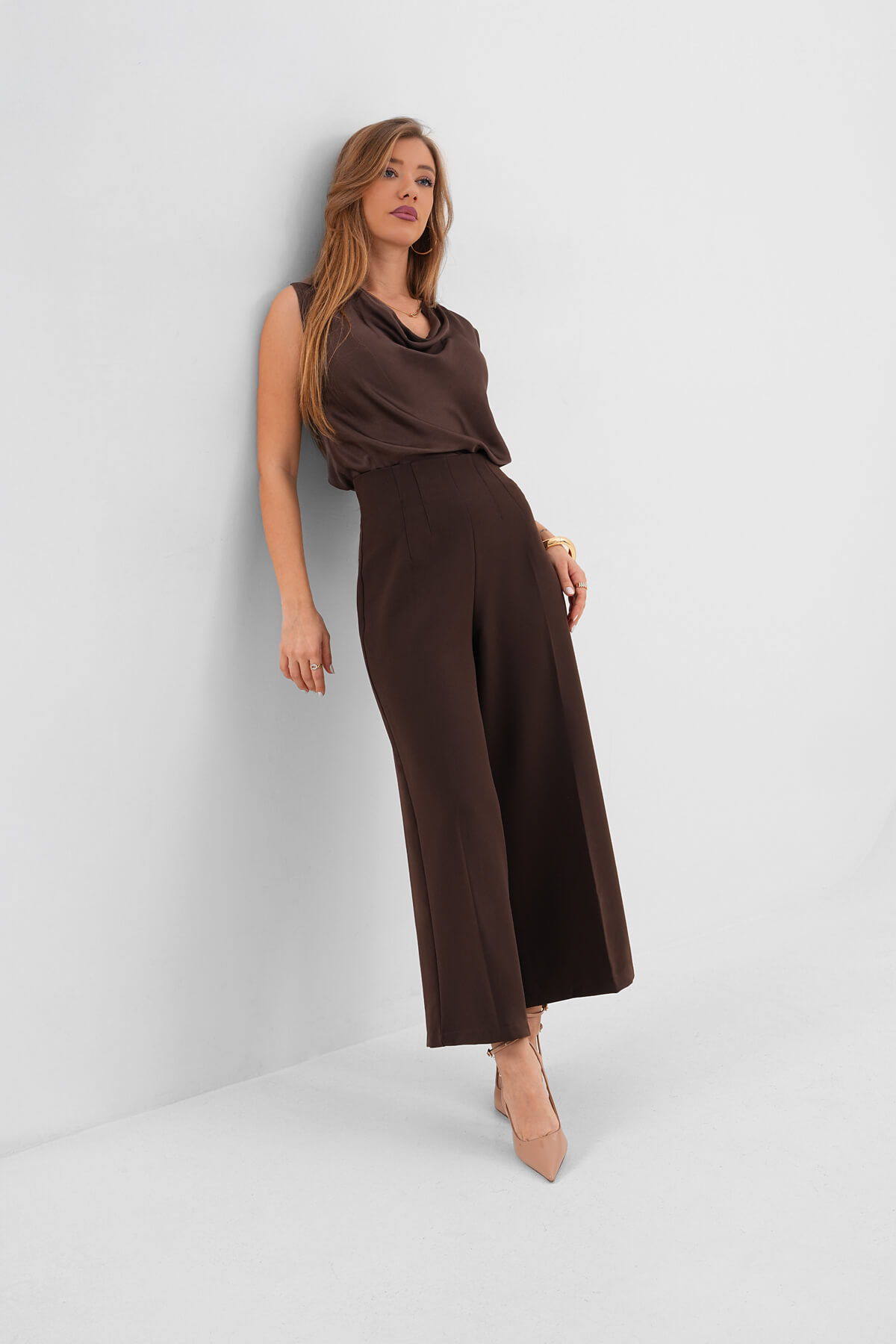 Zara Model Bol Paça Pantolon MDG-ALTY-009 Kahverengi - 1