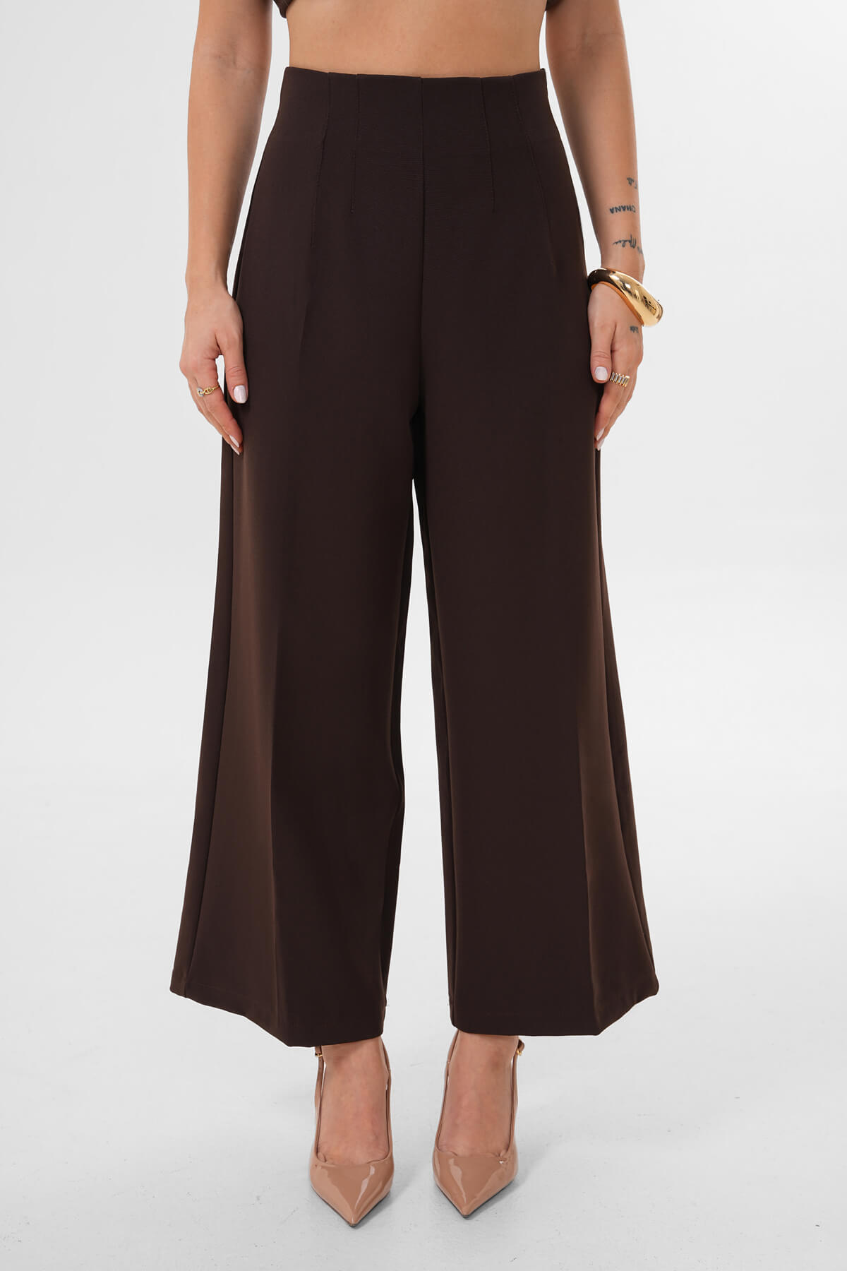 Zara Model Bol Paça Pantolon MDG-ALTY-009 Kahverengi - 2